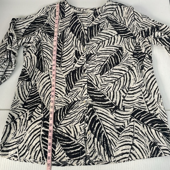 Cynthia Rowley 100% Linen Blouse Palm Leaf Shirt Mother of Pearl Plus Size 1X - Picture 14 of 16